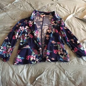 3/4 sleeve floral blazer